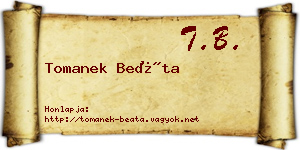 Tomanek Beáta névjegykártya